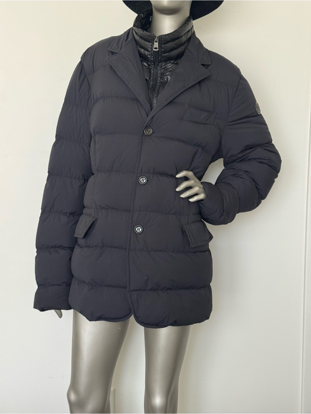 Moncler Black Quilted Puffer Jacket with Moncler Logo Patch